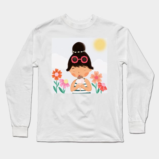 The Ice Cream Adventures of a Joyful Girl Long Sleeve T-Shirt by IstoriaDesign